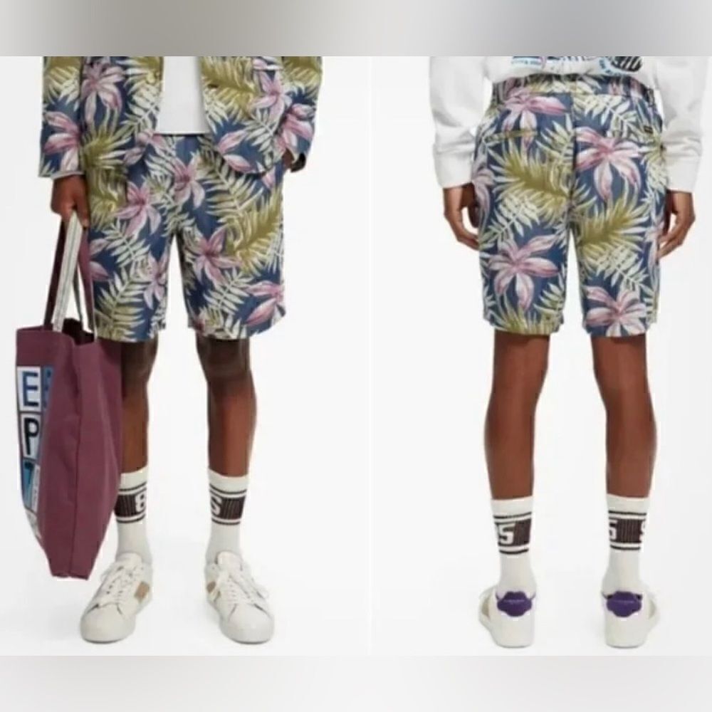 Scotch & Soda Nwt Men's Twilt Tropical Print Loose Fit Shorts, Size 36